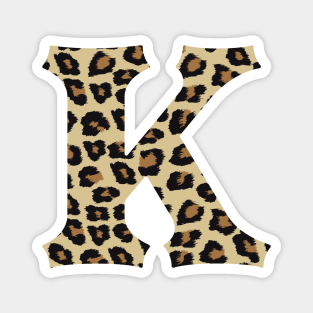 Letter K Leopard Cheetah Monogram Initial Magnet