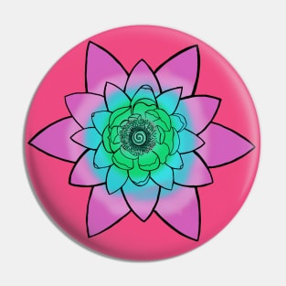 Pink/Teal Lotus flower Pin