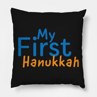 My First Hanukkah Blue Orange Pillow