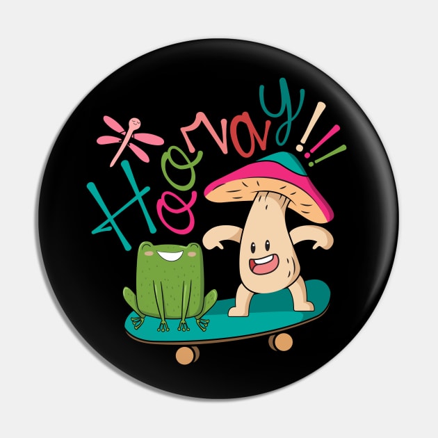 Sweet Frog Skateboarding With A Mushroom Pin by alcoshirts