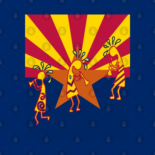 Arizona Flag Color Kokopelli Tribal Flute Players by taiche