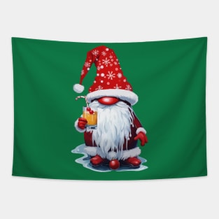 Nordic Gnome Holding A Candy Cane Highball Cocktail Tapestry