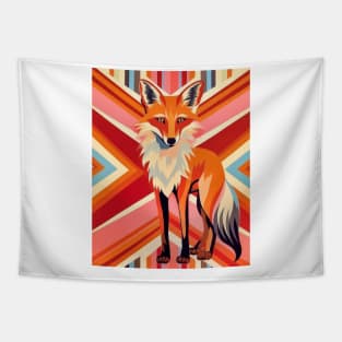 Spectrum Fox: Radiant Op Art Red Fox Tapestry