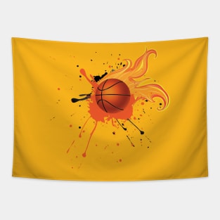 Fire Basketball Ball Tapestry