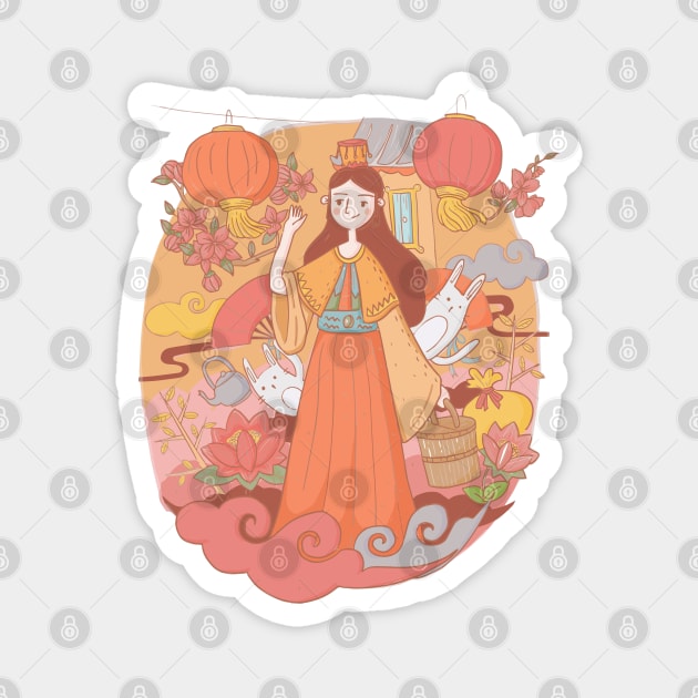 Mid autumn festival illustration Magnet by Mako Design 