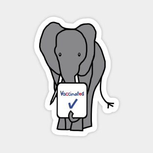 Grey Elephant with Vaccinated Sign Magnet