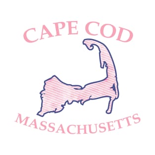 Preppy Vineyard Pink Cape Cod Massachusetts Map T-Shirt