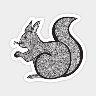 Red Squirrel Ink Art - cool and cute animal design - on white Magnet