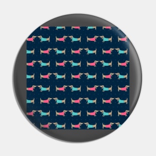 Cute dog lovers in dark blue Pin