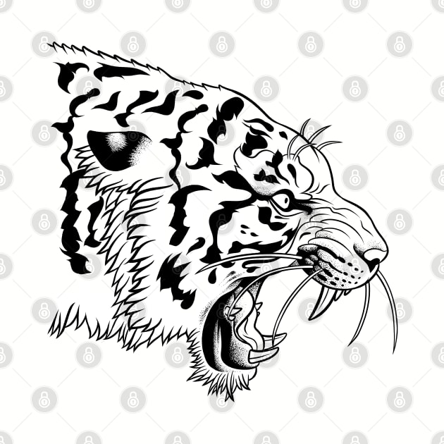 Angry tiger with India ink by albertocubatas