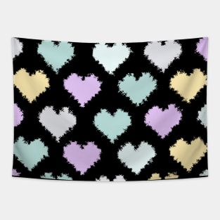 Pencil Stroke Pastel Hearts Pattern Tapestry