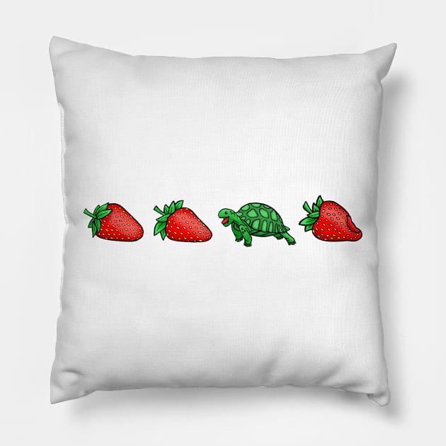 Cute Little Turtle Strawberry Pillow by Downtown Rose