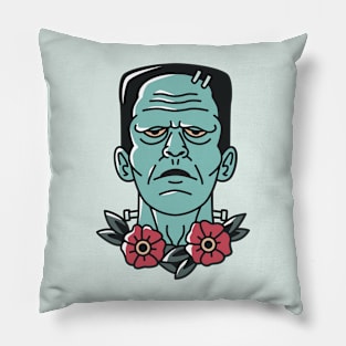 Vintage Frankenstein's Monster Emblem Pillow