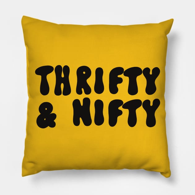 Thrifty & Nifty Pillow by Meg Schmeg Art