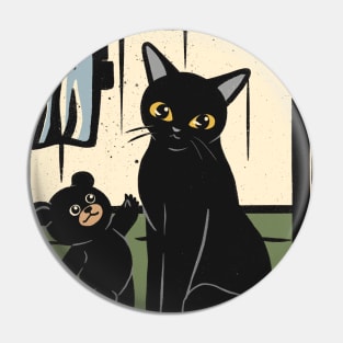 Lovely bear and cat Pin