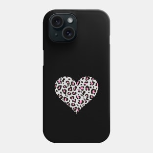 Pink, Gray and Black Leopard Print Heart Phone Case
