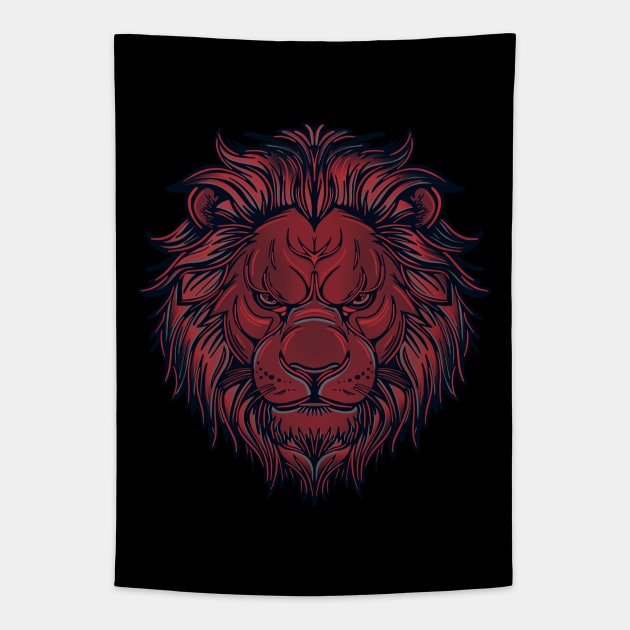 Red lion head with grey highlights Tapestry by DaveDanchuk