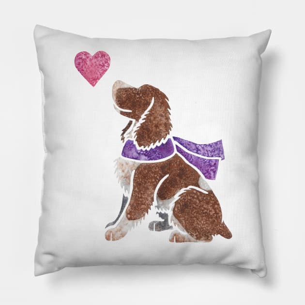 Watercolour Springer Spaniel Pillow by animalartbyjess