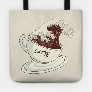 Dramabite The Great Wave of Cafe Latte Coffee Tote