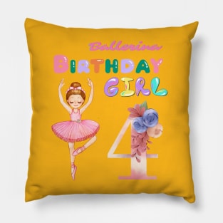 4th birthday ballerina girl Pillow