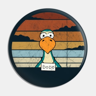 Comic Dodo Retro Sunset Funny Dodo Bird Oldschool Sundown Pin