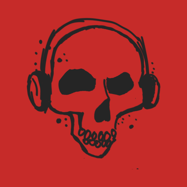 New School Skull With Headphones Original Art by ckandrus