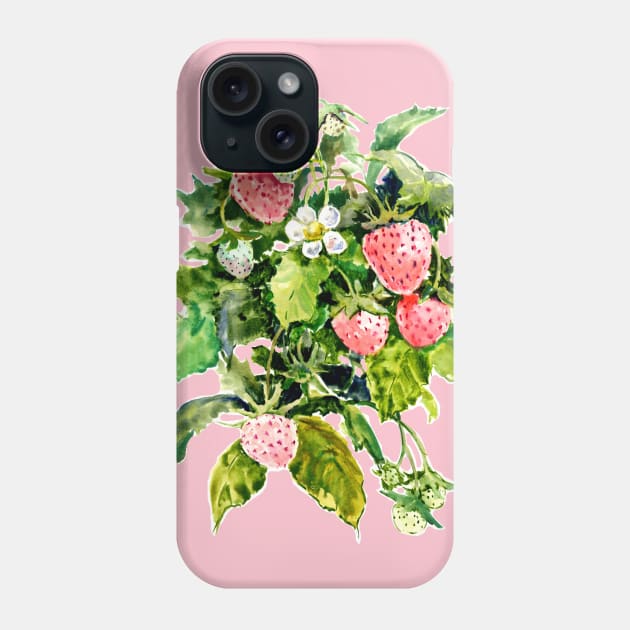 Pink Strawberries Phone Case by surenart