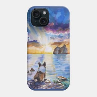 Corgi dreamer and calm calm sunset Phone Case