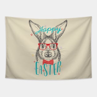 Cute Happy Easter egg geek rabbit Tapestry