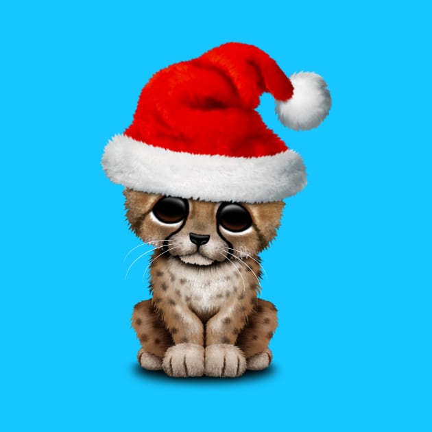 Cute Cheetah Cub Wearing a Santa Hat by jeffbartels