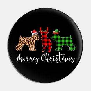 Merry Christmas Leopard Red Green Plaid Miniature Schnauzer Pin