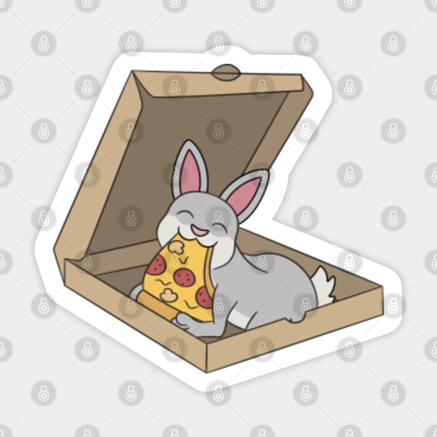 rabbit eating pizza