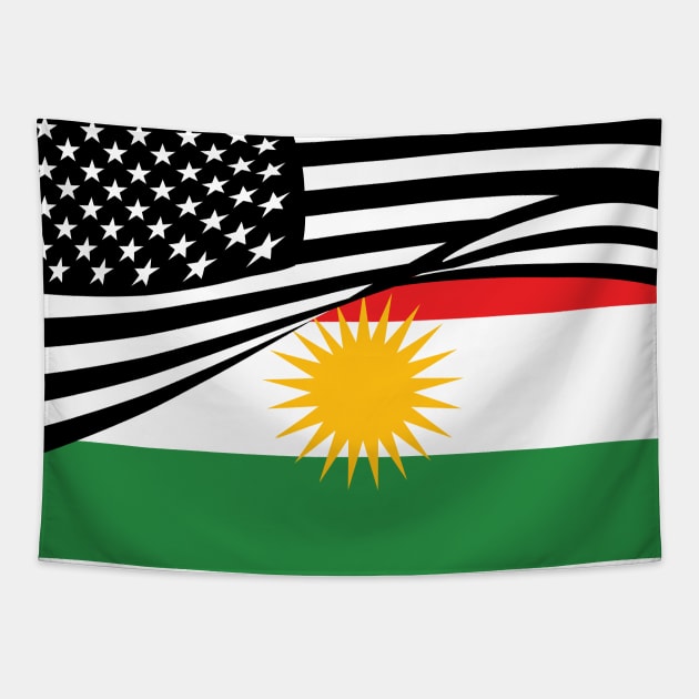 Kurdish Flag and American Flag Together Tapestry by Pollylitical