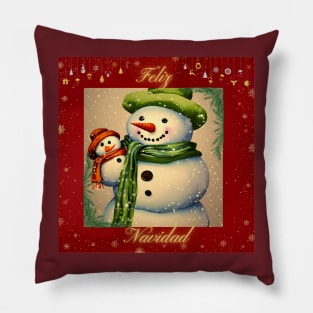 Feliz Navidad de parte del muñeco de nieve y el bebé muñeco de nieve Pillow