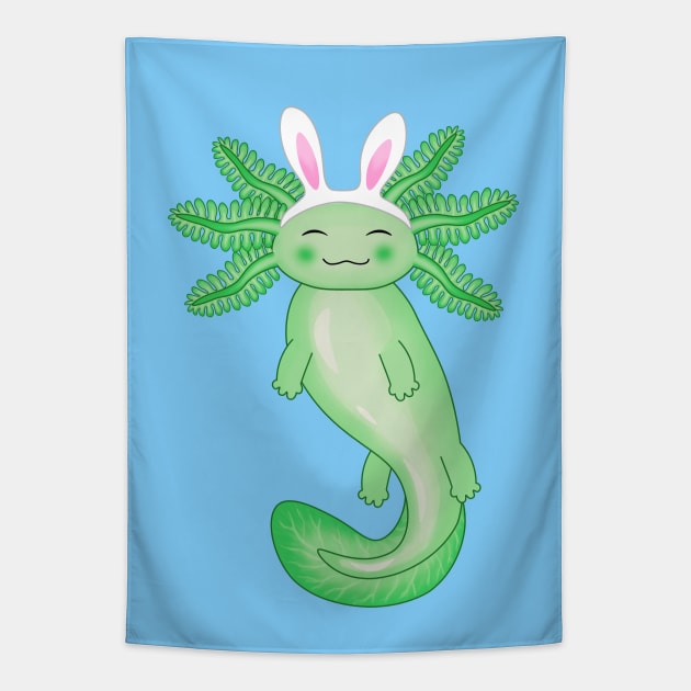 Green Axolotl Tapestry by Purrfect