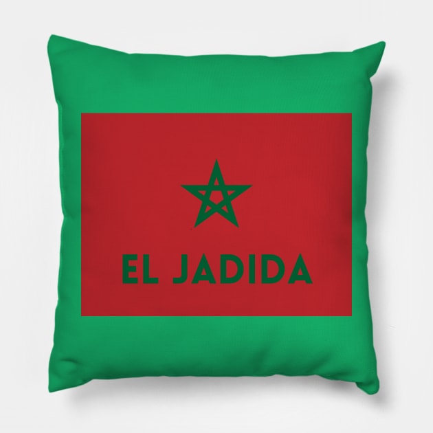 El Jadida City in Moroccan Flag Pillow by aybe7elf