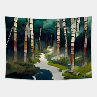 A path through birch trees Tapestry