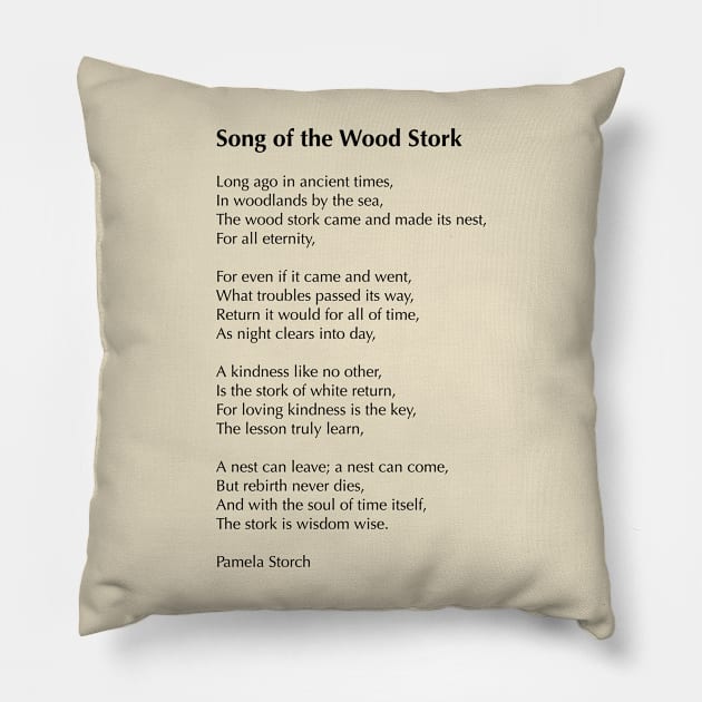 Song of the Wood Stork Poem Collector's Edition Pillow by Pamela Storch