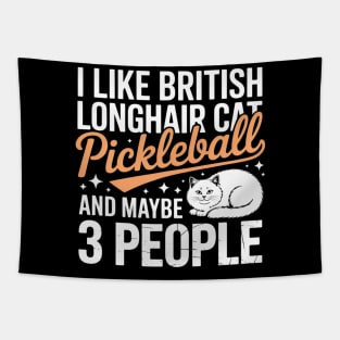 Pickleball British Longhair Cat and Maybe 3 People Cat Pet Tapestry