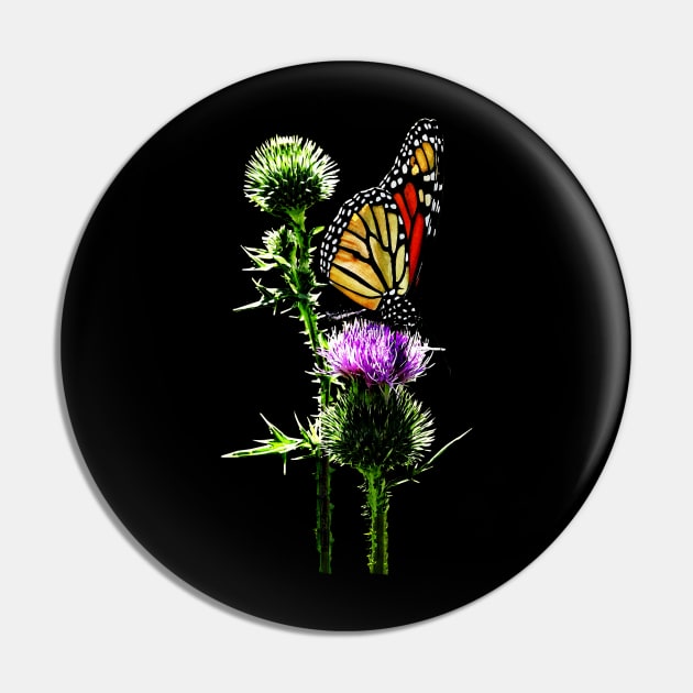 Thistle - Monarch on Thistle Pin by SusanSavad