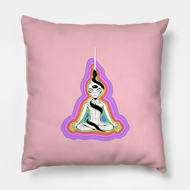 Cosmic Kundalini Pt.2 Pillow by The Antlered Wolf