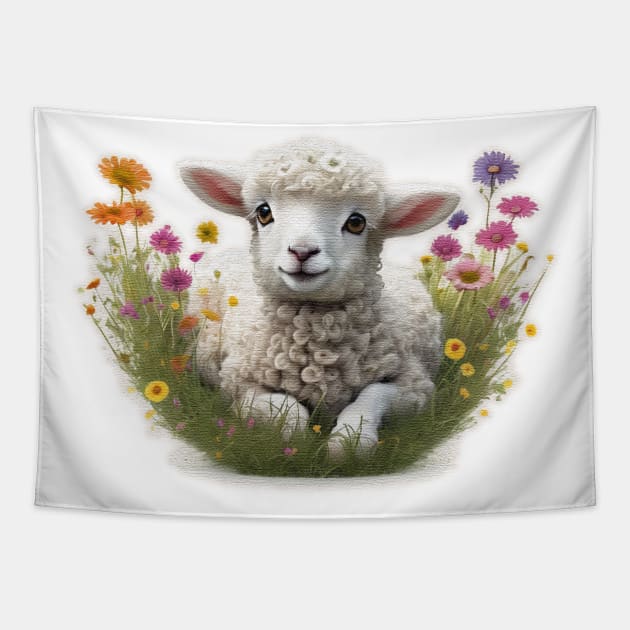 Cute baby lamb Tapestry by JnS Merch Store