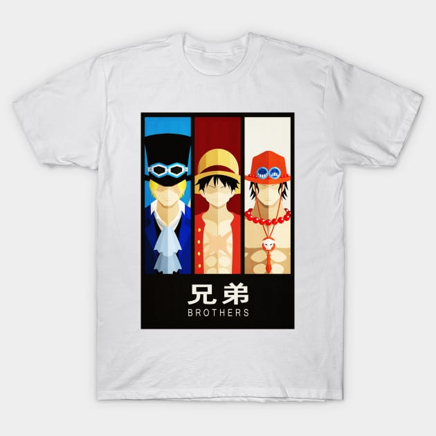 One Piece T-Shirt – Luffy Ace Sabo Mera Mera no Mi Printed official merch