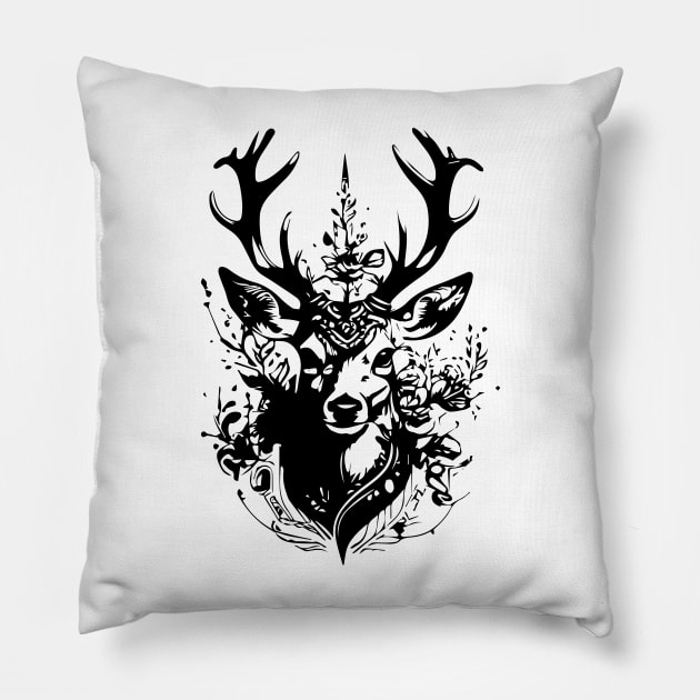 Ornamental Deer Pillow by lkn