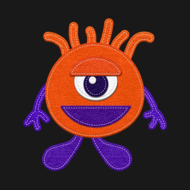 Cute One Eyed Monster | Halloween Orange and Purple by CheriesArt