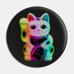 Pop Art Circles Lucky Cat - Maneki Neko Pin