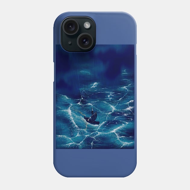 Boat in the storm Phone Case by franckleguay