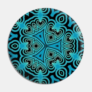 Kaleidoscope Blue Green Heart Pattern Pin