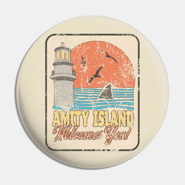 Jaws — Retro Amity Scene (weathered) Pin by GraphicGibbon