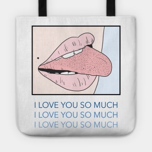 Funny Valentines Day I Love You So Much Pop Art Women Lips Tote